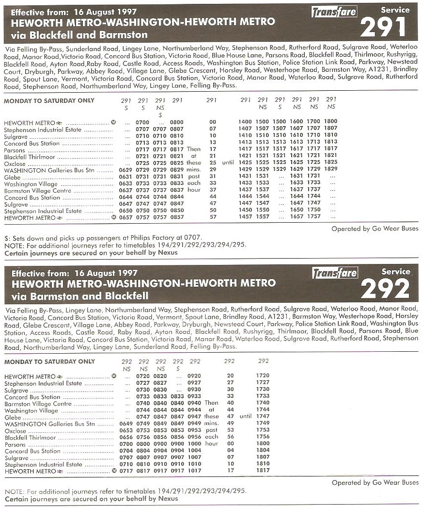 291, 292 The Bygone Era North East Buses